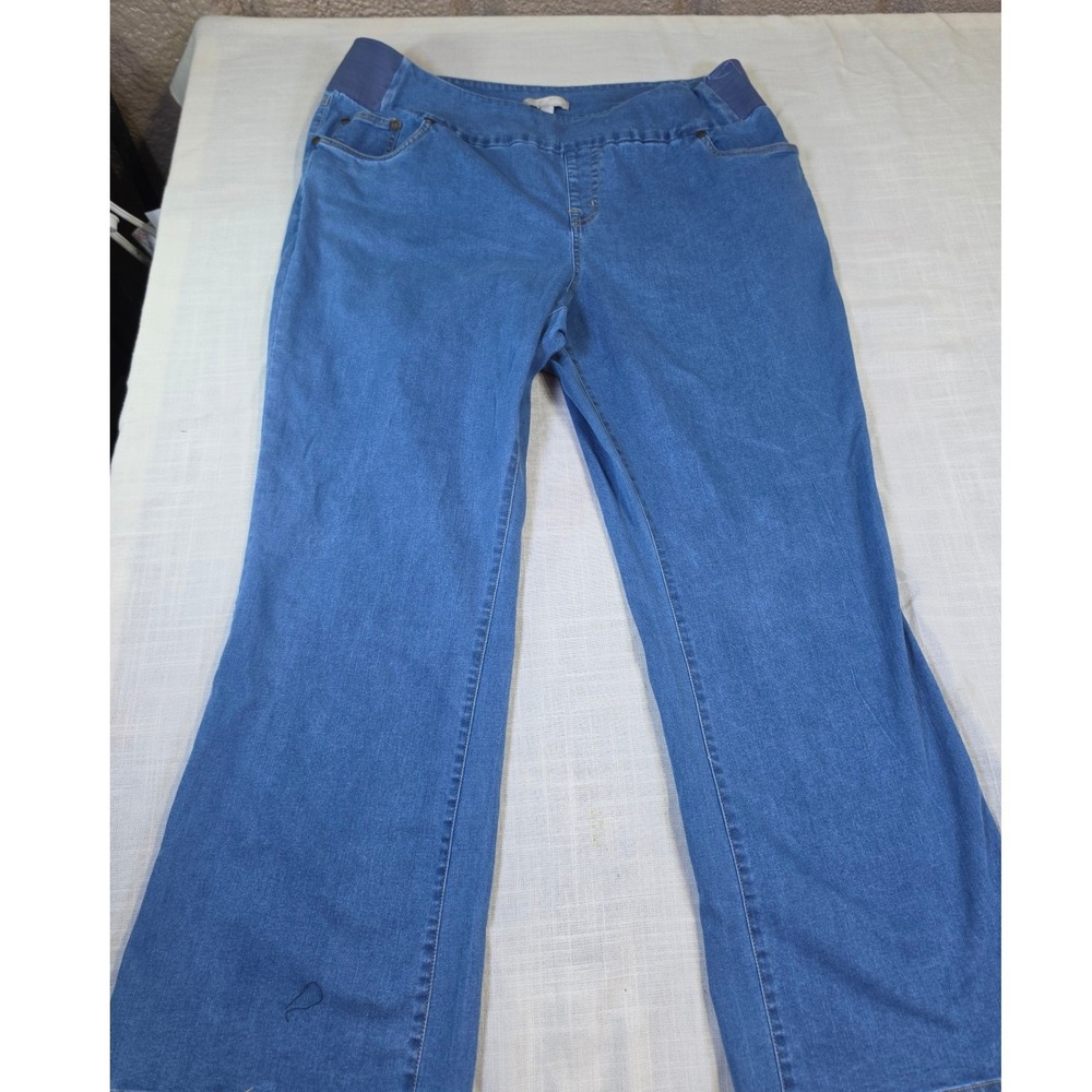 Woman Within Blue Elastic Waist Pull On Straight Leg Jeans Plus Size 22W